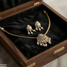 LNSH00220 ANI Moon Flower Pearl Drop South Indian Necklace Set - LNSH