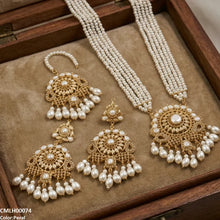 CMLH00074 MZM Flower Pearl Drop Mala Set  - CMLH