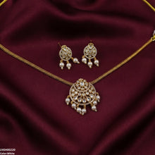 LNSH00220 ANI Moon Flower Pearl Drop South Indian Necklace Set - LNSH