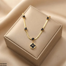 TNCH00340 ALQ Stainless Steel Heart/Flower Drop Necklace - TNCH