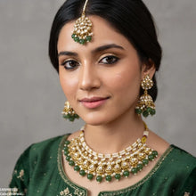 LNSH00235 ANI Round Flower Pearl Drop Rajwari Necklace Set - LNSH