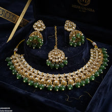 LNSH00235 ANI Round Flower Pearl Drop Rajwari Necklace Set - LNSH