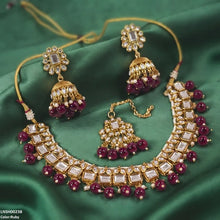 LNSH00238 ANI Square Pearl Drop Rajwari Necklace Set - LNSH