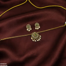 LNSH00224 ANI Oval Flower Pearl Drop South Indian Necklace Set - LNSH