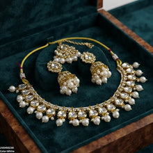 LNSH00230  ANI Oval Pearl Drop Rajwari Necklace Set - LNSH