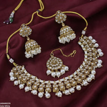 LNSH00235 ANI Round Flower Pearl Drop Rajwari Necklace Set - LNSH