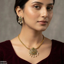 LNSH00220 ANI Moon Flower Pearl Drop South Indian Necklace Set - LNSH