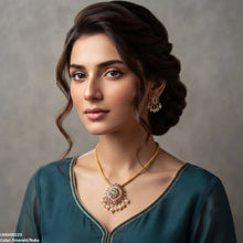 LNSH00225  ANI Flower Pearl Drop South Indian Necklace Set - LNSH