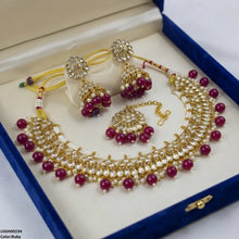 LNSH00234 ANI Tear Pearl Drop Rajwari Necklace Set - LNSH