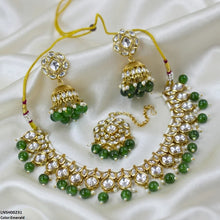 LNSH00231 ANI Marquise/Square Stone Pearl Drop Rajwari Necklace Set - LNSH