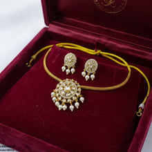 LNSH00224 ANI Oval Flower Pearl Drop South Indian Necklace Set - LNSH
