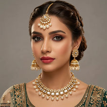 LNSH00231 ANI Marquise/Square Stone Pearl Drop Rajwari Necklace Set - LNSH