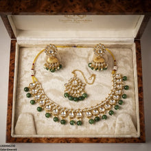 LNSH00230  ANI Oval Pearl Drop Rajwari Necklace Set - LNSH