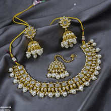 LNSH00228 ANI Square/Tear Pearl Drop Rajwari Necklace Set - LNSH