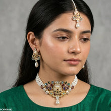 PCKH00282 ABD Multi Flower Pearl Drop Choker Set - PCKH