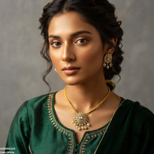 LNSH00224 ANI Oval Flower Pearl Drop South Indian Necklace Set - LNSH