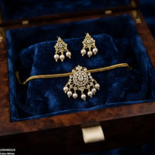 LNSH00223 ANI Oval/Tear Pearl Drop South Indian Necklace Set - LNSH