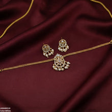 LNSH00219 ANI Tear/Oval Flower Pearl Drop South Indian Necklace Set - LNSH