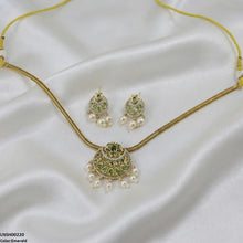 LNSH00220 ANI Moon Flower Pearl Drop South Indian Necklace Set - LNSH