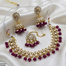 LNSH00229 ANI Tear/Square Pearl Drop Rajwari Necklace Set - LNSH