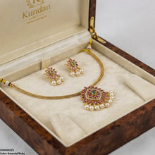 LNSH00225  ANI Flower Pearl Drop South Indian Necklace Set - LNSH