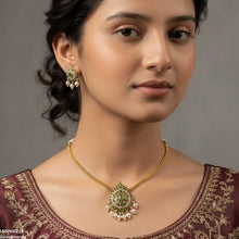 LNSH00218 ANI Multi Stone Pearl Drop South Indian Necklace Set - LNSH