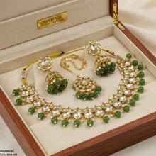 LNSH00231 ANI Marquise/Square Stone Pearl Drop Rajwari Necklace Set - LNSH