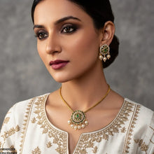 LNSH00224 ANI Oval Flower Pearl Drop South Indian Necklace Set - LNSH