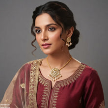 LNSH00225  ANI Flower Pearl Drop South Indian Necklace Set - LNSH