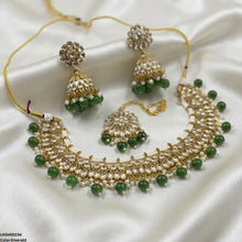 LNSH00234 ANI Tear Pearl Drop Rajwari Necklace Set - LNSH