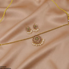 LNSH00225  ANI Flower Pearl Drop South Indian Necklace Set - LNSH