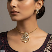 LNSH00218 ANI Multi Stone Pearl Drop South Indian Necklace Set - LNSH