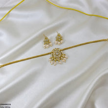 LNSH00223 ANI Oval/Tear Pearl Drop South Indian Necklace Set - LNSH
