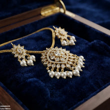LNSH00225  ANI Flower Pearl Drop South Indian Necklace Set - LNSH