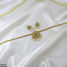 LNSH00223 ANI Oval/Tear Pearl Drop South Indian Necklace Set - LNSH