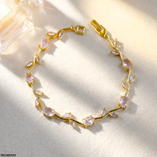 TBCH00592 MSJ Tulip Leaf Pink Stone Bracelet - TBCH