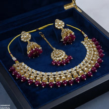 LNSH00235 ANI Round Flower Pearl Drop Rajwari Necklace Set - LNSH