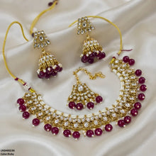 LNSH00236 ANI  Marquise Flower Pearl Drop Rajwari Necklace Set - LNSH