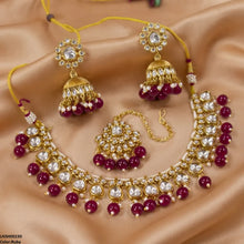 LNSH00230  ANI Oval Pearl Drop Rajwari Necklace Set - LNSH