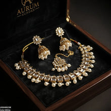 LNSH00238 ANI Square Pearl Drop Rajwari Necklace Set - LNSH
