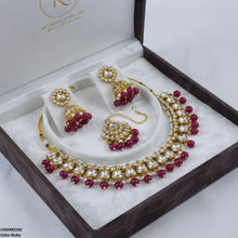 LNSH00230  ANI Oval Pearl Drop Rajwari Necklace Set - LNSH