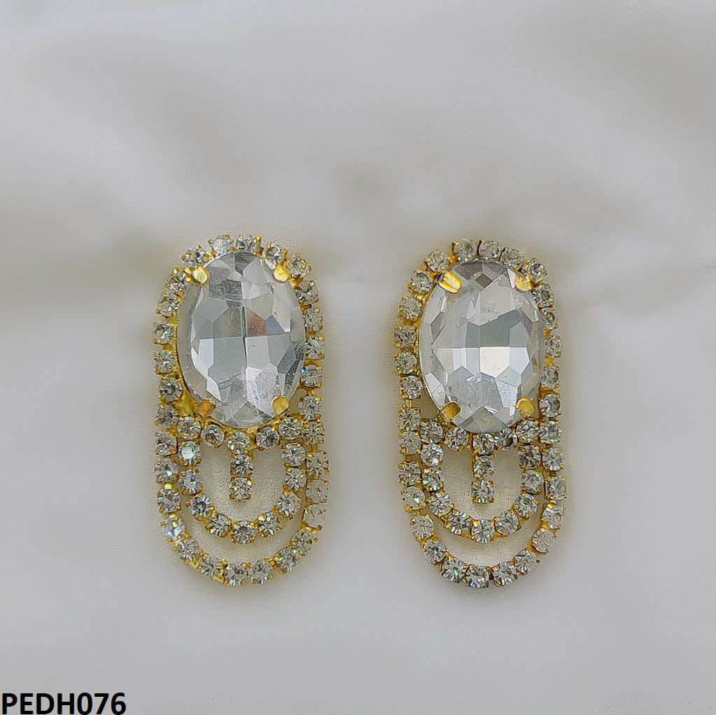 PEDH076 SDQ Oval Drop Earrings Pair - PEDH