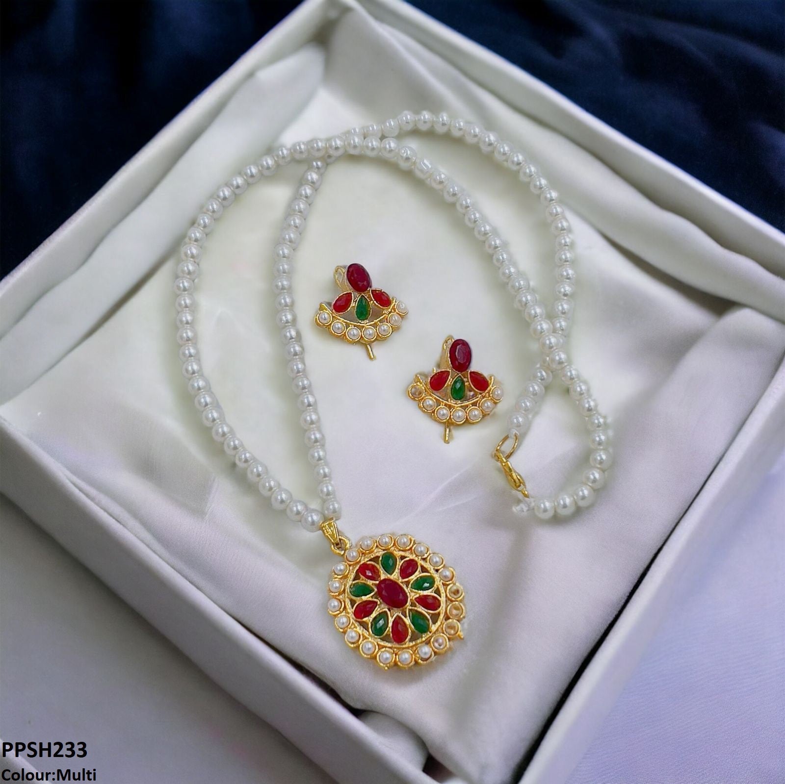 PPSH233 FRN Round Flower Pendant Set - PPSH