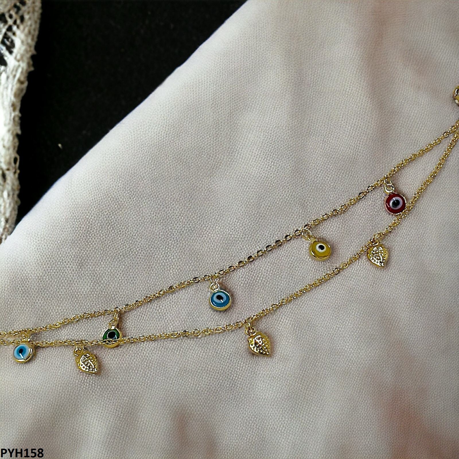 PYH157 YMG Evil Eye Leaf Anklet Single- PYH