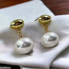 CEDH511 RHJ  Oval/Pearl Drop Earrings Pair  - CEDH