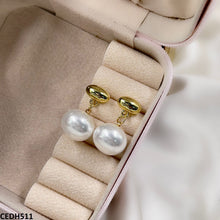 CEDH511 RHJ  Oval/Pearl Drop Earrings Pair  - CEDH