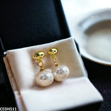 CEDH511 RHJ  Oval/Pearl Drop Earrings Pair  - CEDH