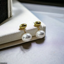 CEDH511 RHJ  Oval/Pearl Drop Earrings Pair  - CEDH