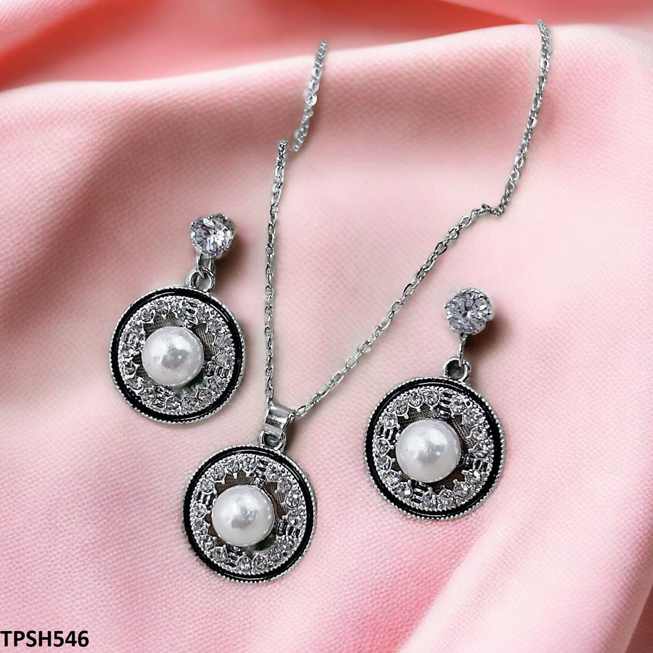 TPSH546 GCQ Round/Pearl Pendent Set - TPSH