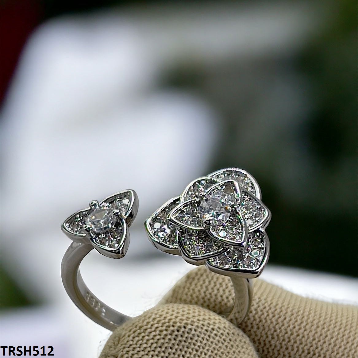 TRSH512 CJD Imp Open Flower Ring Adjustable- TRSH